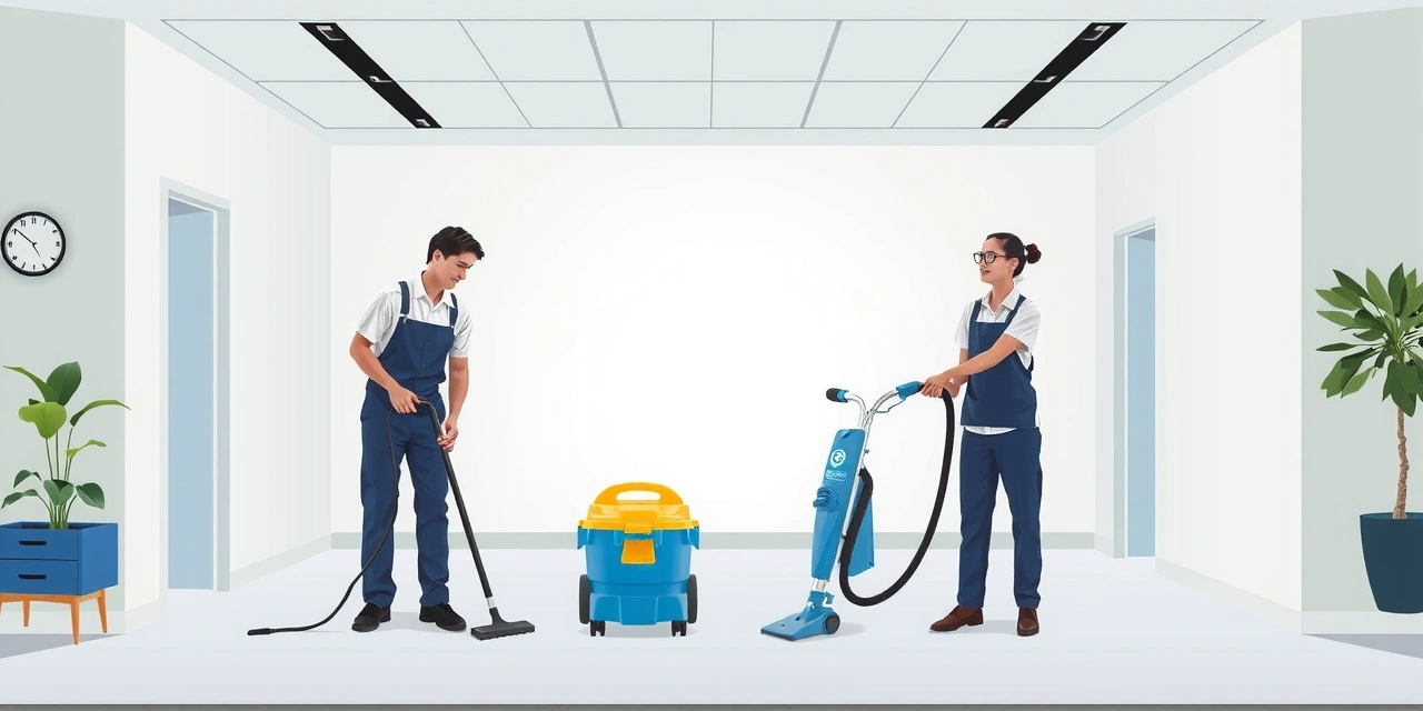 Professional cleaning team in action